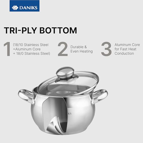 Classic 12 Piece Stainless Steel Cookware Set with Glass Lids (12-pcs Set)