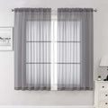 Charcoal Grey Sheer Curtains 63 Inch Length 2 Panels (Charcoal Grey / 59"W x 63"L (Pack of 2))