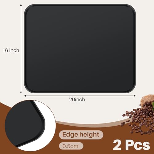 2 Pcs Silicone Coffee Maker Mat with Raised Edges 19. 7'' x 15'' Rubber Countertops Coffee Pad for Automatic Espresso Machines Accessory Appliance