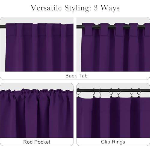 Purple Blackout Curtains for Bedroom 2 Panels Set (Purple / 42"W x 63"L (Pack of 2))