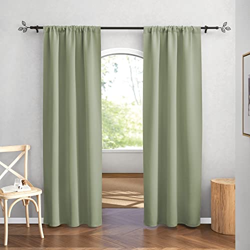 Blackout Curtains for Bedroom Living Dining Room 84 inches Long (Sage Green / 42"W x 84"L (Pack of 2))