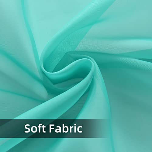 Solid Sheer Rod Pocket Curtain Voile Draperies 2 Panels White Beige Black Grey Coffee 52 Inch Width 72 Inch Long 1 Pair for Kitchen Bedroom Children Living Room Yard (Turquoise / 52"W x 72"L (Pack of 2))