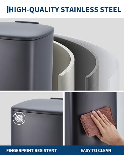 30L Colored Stainless Steel Step‑On Trash Can (Black)