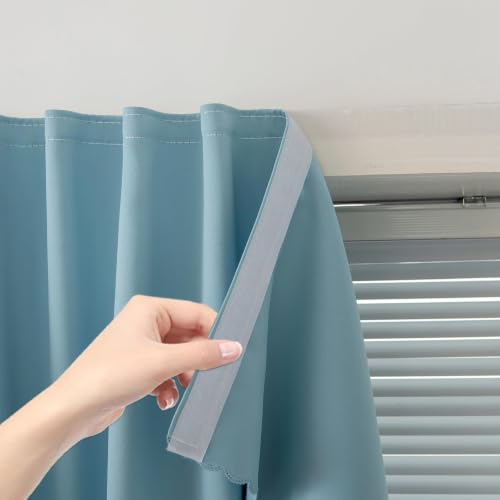Self Adhesive Curtains (35"W x 59"L (Pack of 2) / Lake Blue)