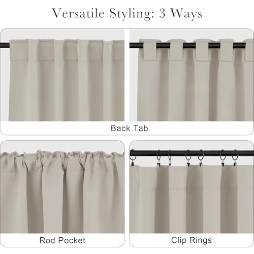 Blackout Curtains Thermal Insulated Window Treatment Panels Room Darkening Blackout Drapes for Living Room Back Tab (Cream / 52"W x 84"L (Pack of 2))