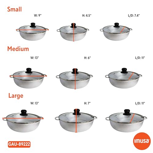 1.5 2.5 & 5.2 Qt Cast Aluminum Caldero 3 Piece Set with Glass Lid (1.5/2.5/5.2 Quart)