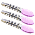 7 Inch Serving Tongs with Silicone Tips (7-inch / Pink)