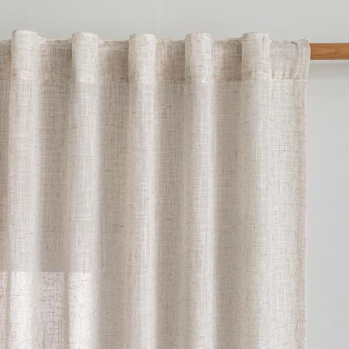 90 Inches Long Curtains for Living Room (50"W x 90"L (Pack of 2) / Natural Linen)