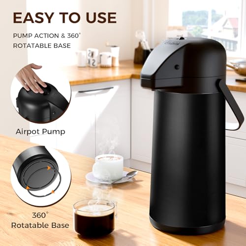 Coffee Carafe for Keeping Hot (Black / 102 Ounces)