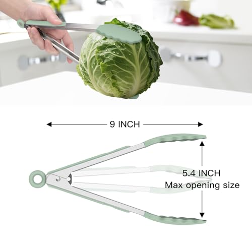 Silicone Kitchen Tongs for Cooking (Light Green)