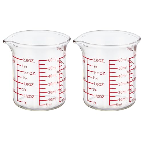 2 oz Glass Measuring Cups with V (60 ML (2 Oz)-Pack of 2)