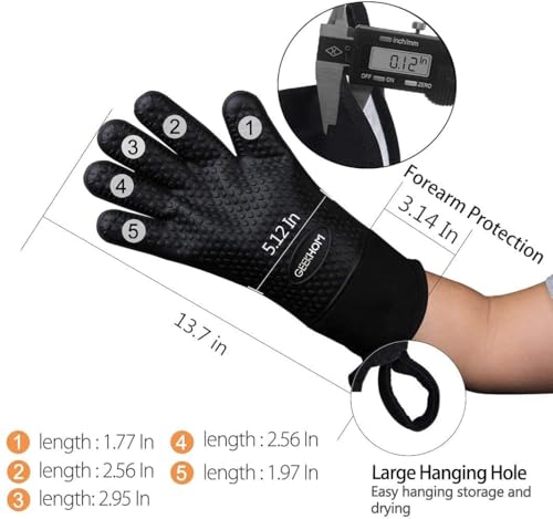 BBQ Gloves Heat Resistant (Black / Large)