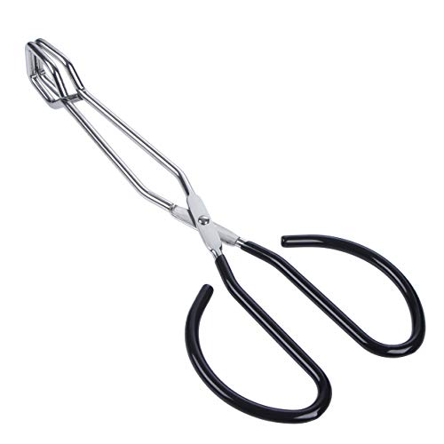 Stainless Steel Scissor Tongs Heavy Duty Cooking Tongs with Soft Handles (black 10")