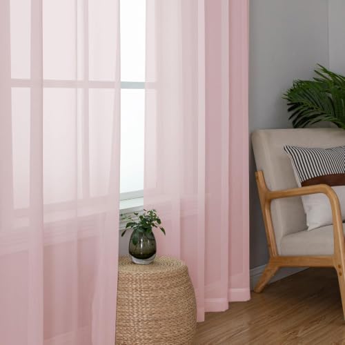 Blush Pink Sheer Curtains 90 Inches Long (59"W x 90"L (Pack of 2) / Blush Pink)