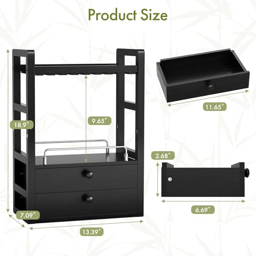 Bamboo Bathroom Counter Organizer (Black)