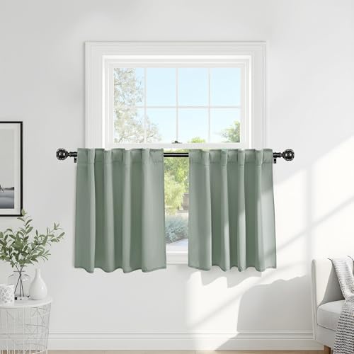 Short Curtains for kinchen (Sage Green / 29"W x 30"L (Pack of 2))