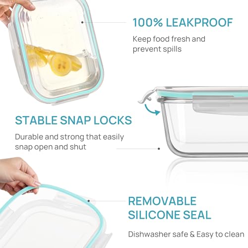 2Pack 2260ml 76.4oz Extra Large Glass Storage Containers (Green / 76.4oz)