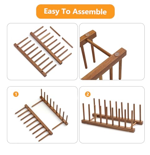 2pcs Acacia Wooden Dish Dying Rack Pot Lid Plate Organizer Holder for Cabinet (Acacia 8 Slots 2pcs)
