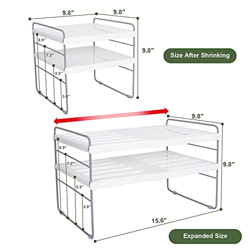 2 Pack Expandable Kitchen Wrap Organizer Rack (White-2P)