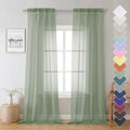 Sheer Curtain Panels Set 96" Inches Long (Sage Green / 40"W x 96"L (Pack of 2))