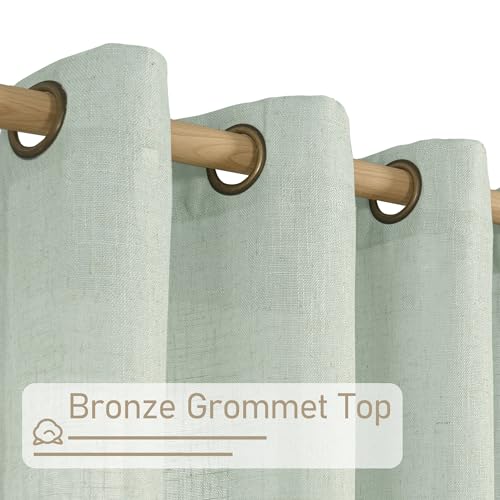 Light Sage Linen Curtains 45 Inches Long for Bedroom 2 Panels (52"W x 45"L (Pack of 2) / Light Sage)