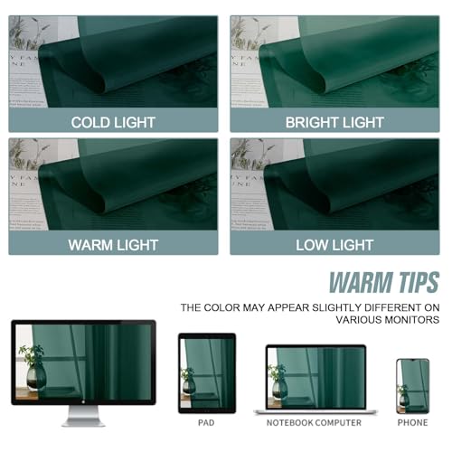 Green Window Sheer Curtains 45 Inches Length (42"W x 45"L (Pack of 2) / Hunter Green)