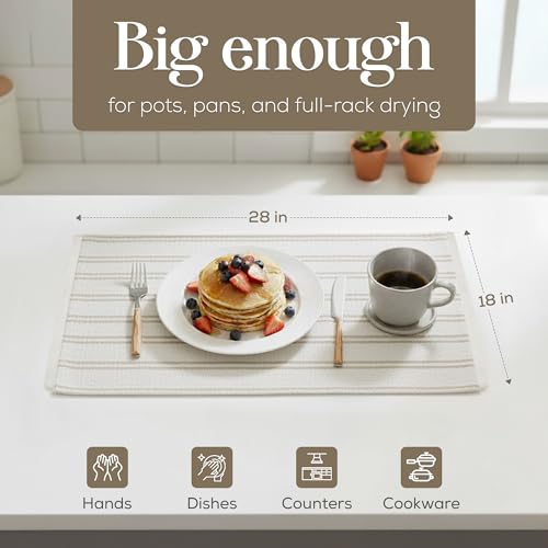 Kitchen Towels Set of 4 (Taupe N White)