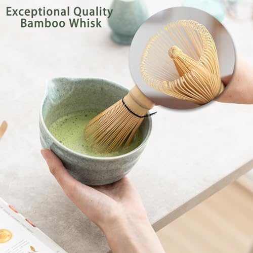 Matcha Set Matcha Whisk Set Includes 17 oz Matcha Bowl (Blue)