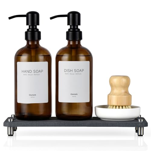 2 Pack Kitchen Soap Dispenser Set (Amber)
