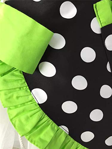 Cute Apron Retro Black Polka Dot Retro Ruffle Side Vintage Cooking Aprons with Pockets for Women Girls (Side Green)