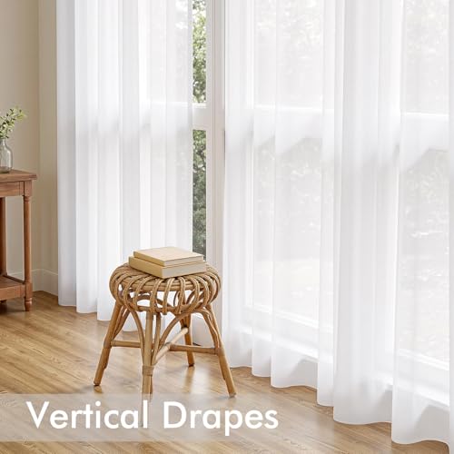 White Sheer Curtains 78 Inches Long 4 Panels 42 x 78 Inches (42"W x 78"L (Pack of 4) / White)