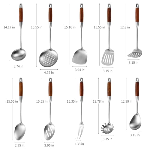 18 10 Stainless Steel Kitchen Utensils Set (Large / SILVER-10 Pieces)
