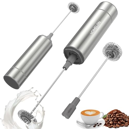 Milk Frother Handheld Battery Operated Frother for Coffee (Body silver+patent whisk)