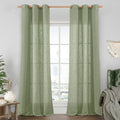 Sheer Linen Curtains 84 Inches Long for Bedroom 2 Panels (38"W x 84"L (Pack of 2) / Sage Green)