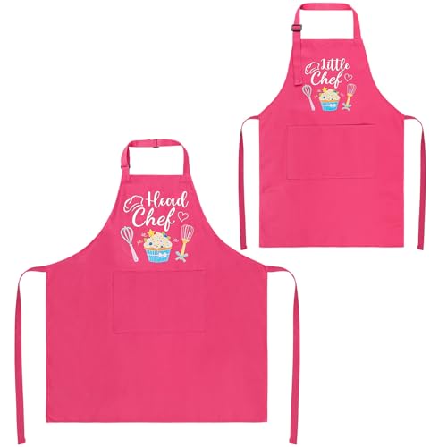 2 Pcs Adults Kids Matching Apron Set (Head Chef-little Chef)