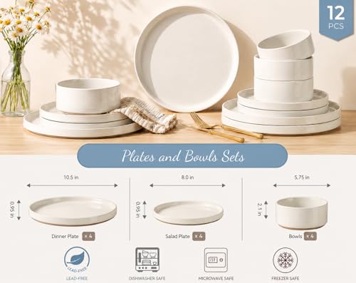 Stoneware Dinnerware Sets for 4 (Service for 4 / Modern-Beige)