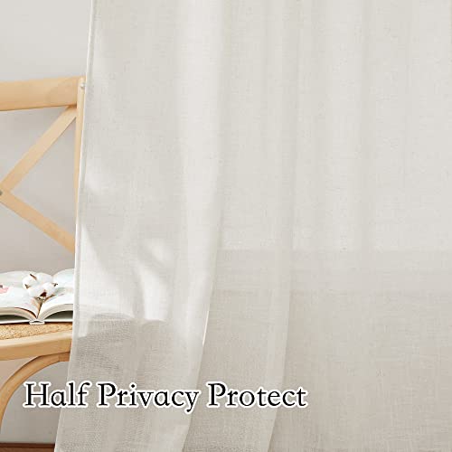 Extra Wide Sheer Curtains for Sliding Patio Door Large Window (Linen / 70"W x 108"L (Pack of 2))