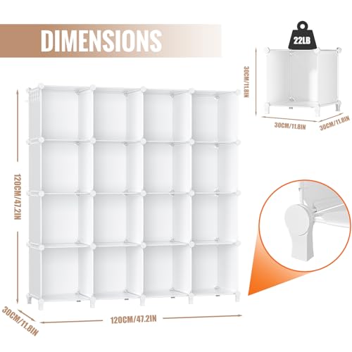 16 Cubby Storage Organizer (White)