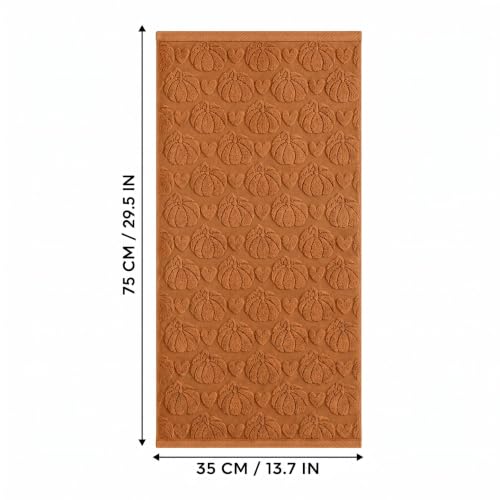 1 Pc Caramel 3D Heart Pumpkin Jacquard Hand Towel for Bathroom (13.7" x 29.5", 1PC / Caramel)