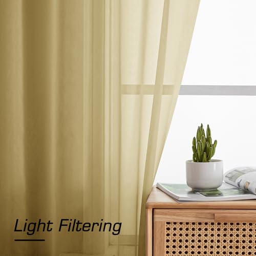 Gold Sheer Curtains 84 Inches Long (Gold / 59"W x 84"L (Pack of 2))