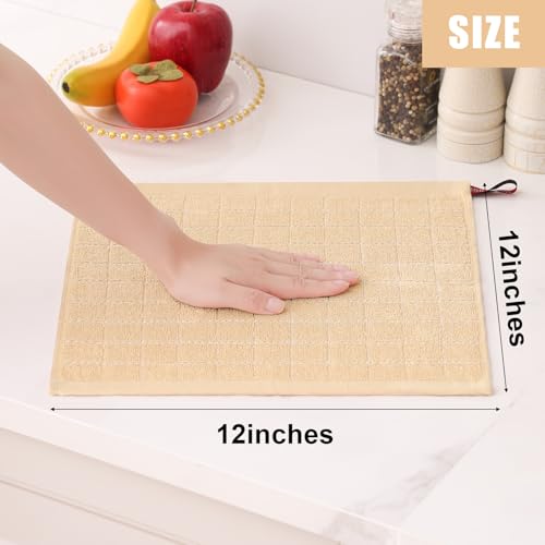 100% Cotton Terry Kitchen Dish Cloths (Apricot / 12 X 12 - 6 Pack)