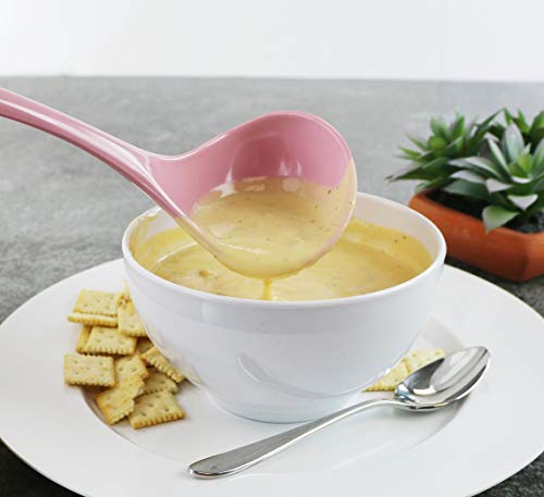 Melamine Soup Ladle Kitchen Utensil (10.5 inch Long, 6pc Set / Pink)