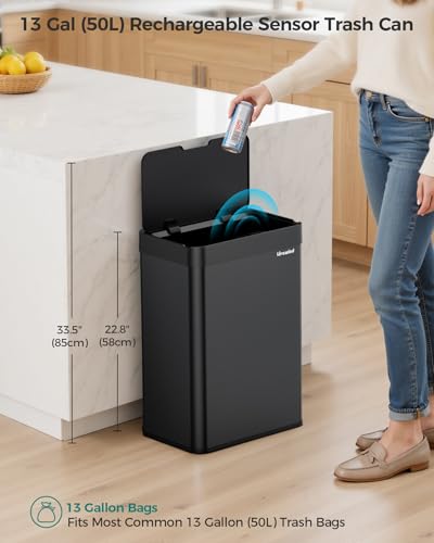 13 Gallon Automatic Kitchen Trash Can (Black / 13 Gallon)