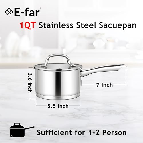 1 QT Small Saucepan with Lid (1 Quarts)