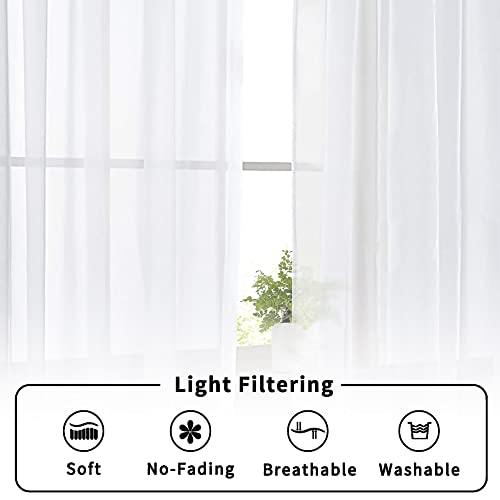 Aiyufneg White Sheer Valance for Window Curtains 24 Inch Length (40"W x 24"L (Pack of 2) / White)