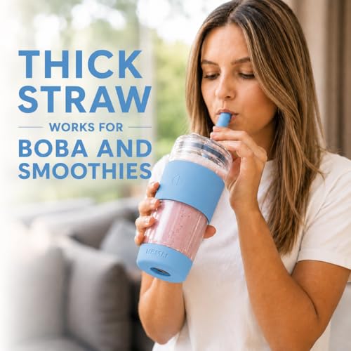 19 oz. Double Wall Glass Coffee Tumbler (Light Blue)