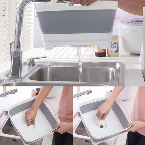 Foldable Sink Vegetable Fruit Bowl Dish Washing Storage Basin Basket (B)