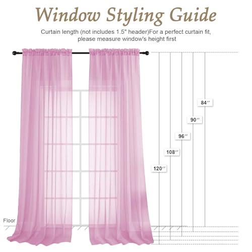 Light Pink Sheer Curtains 84 Inches Long 2 Panels Set (Light Pink / 59"W x 84"L (Pack of 2))