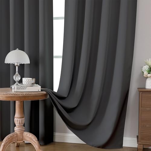 Dark Grey Blackout Curtains 72 inch Length 2 Panels Set (Dark Grey / 52"W x 72"L (Pack of 2))