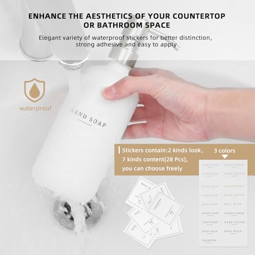 Glass Soap Dispenser (White Bottle/Brushed Silver Pump + Tray + Funnel)